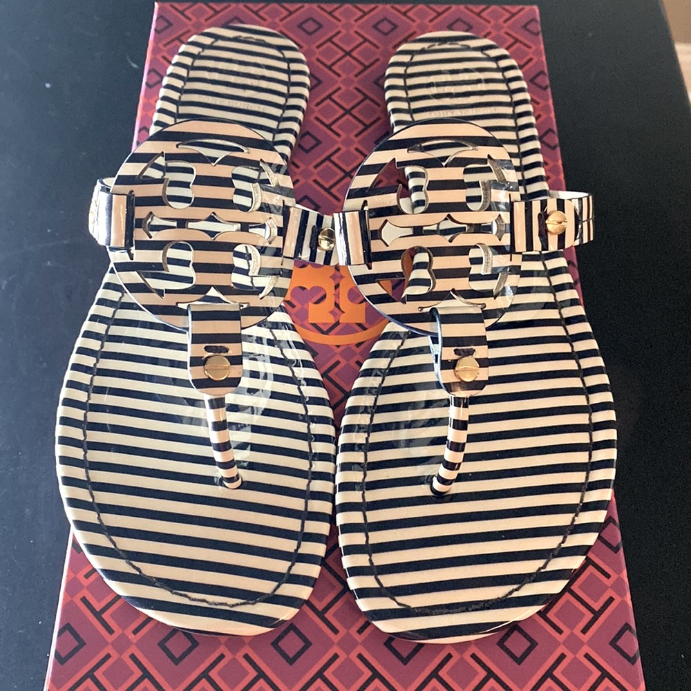 Tory Burch Miller Nautical Stripe Navy Sandal-WORN ONCE-MINT CONDITION